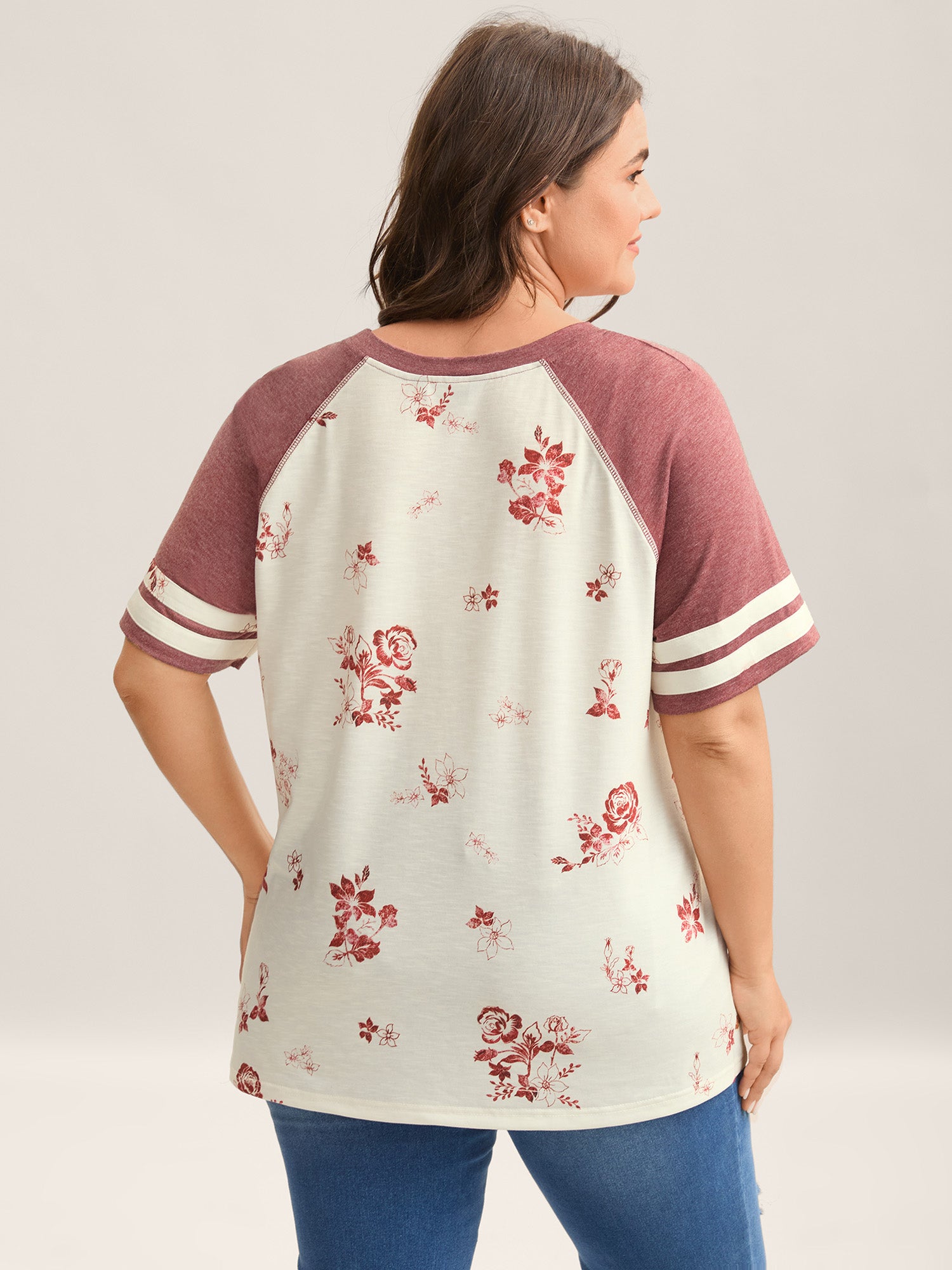 Bamboo Stretchy Color Contrast Printed T-Shirt