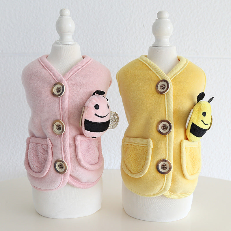 Cute Bee Soft Fleece Dog Cat Jacket Vest