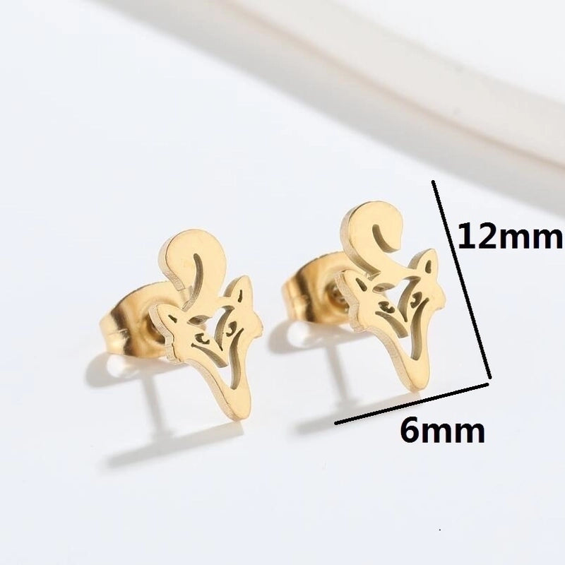 1 Pair Minimalist Animal Plating 304 Stainless Steel 18K Gold Plated Ear Studs