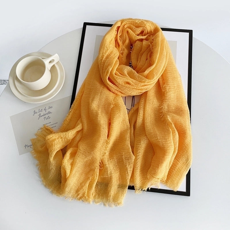 Women's Minimalist Solid Color Imitation Cotton And Linen Silk Scarf