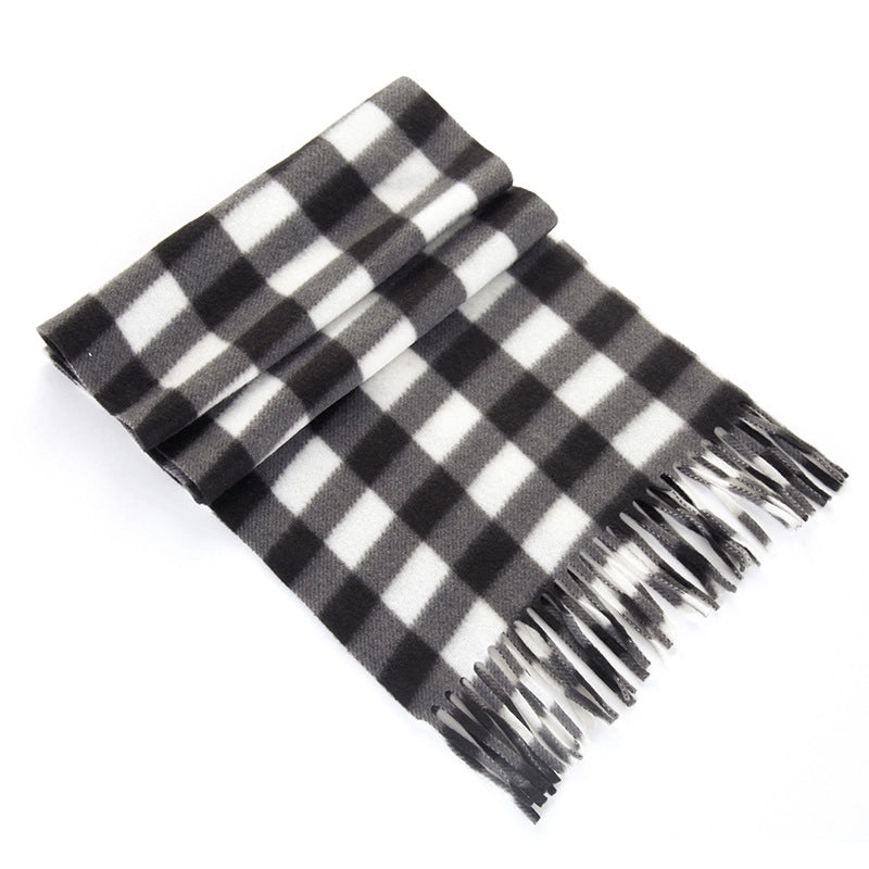Autumn And Winter Warm Fleece-lined Special Offer Men's Children's Classic Black And White Plaid Scarf Gift Men's Scarf