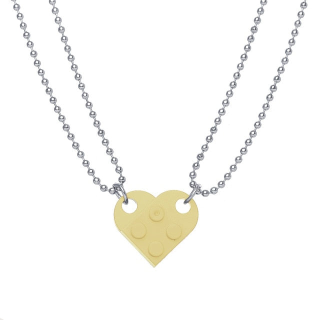 2 Pcs Lego Heart Necklaces