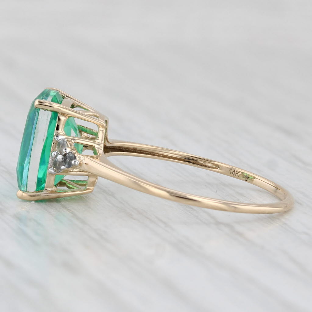 Blue Green Lab Created Quartz Glass Doublet Topaz Ring 14k Yellow Gold Size 8.25
