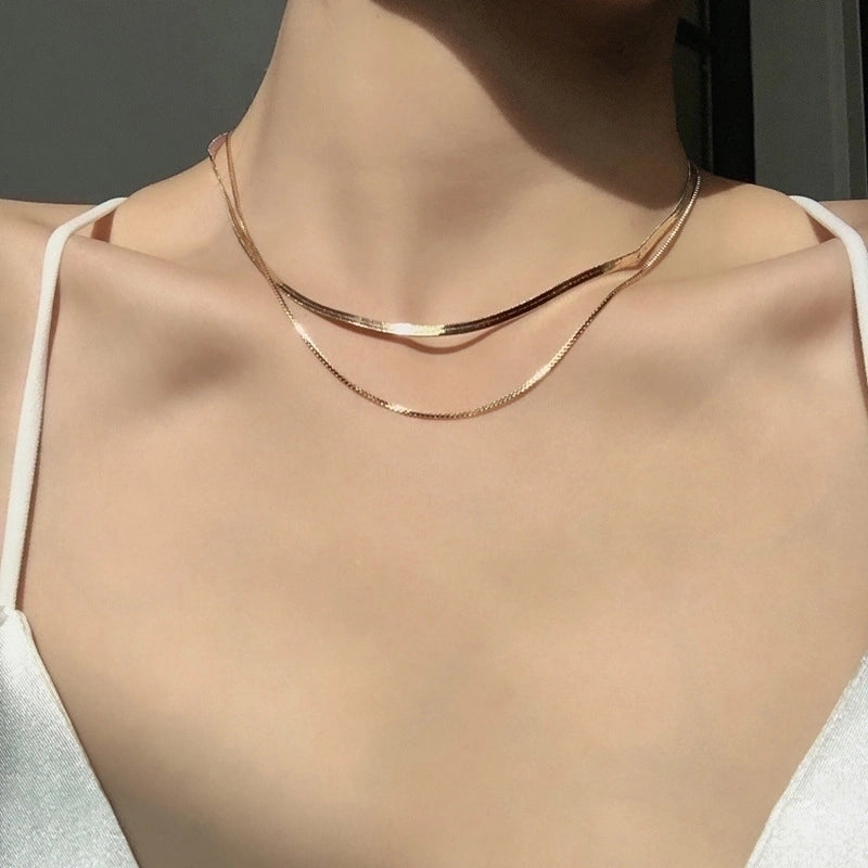 Minimalist Commute Solid Color Stainless Steel Titanium Steel Plating Necklace