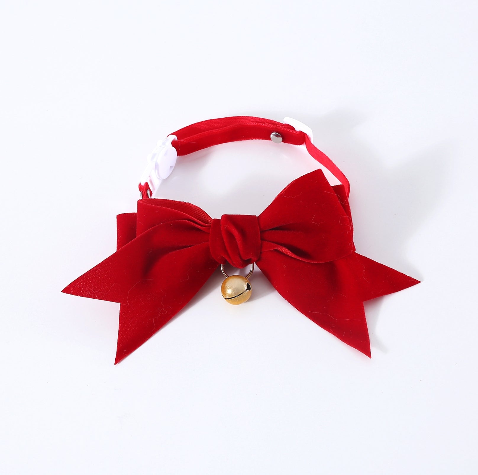 Velvet Bowtie Birthday Collar for Pets - Red with Bell