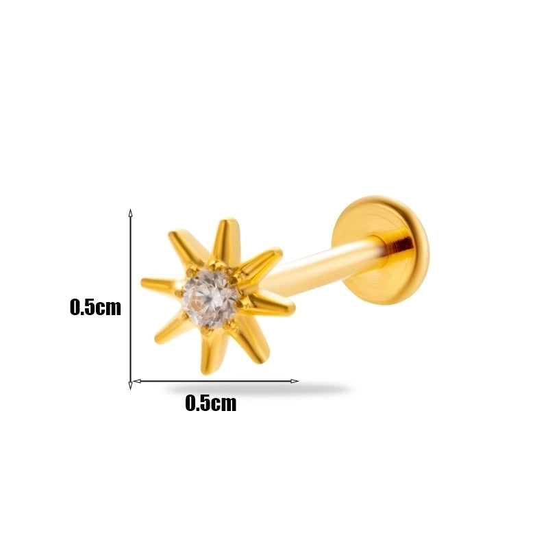 1 Piece Ear Cartilage Rings & Studs Minimalist Geometric Pure Titanium Plating Inlay Zircon