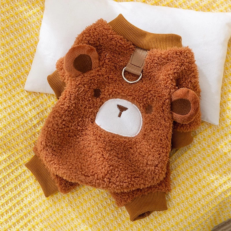 Cute Flannel Animal Solid Color Pet Clothing