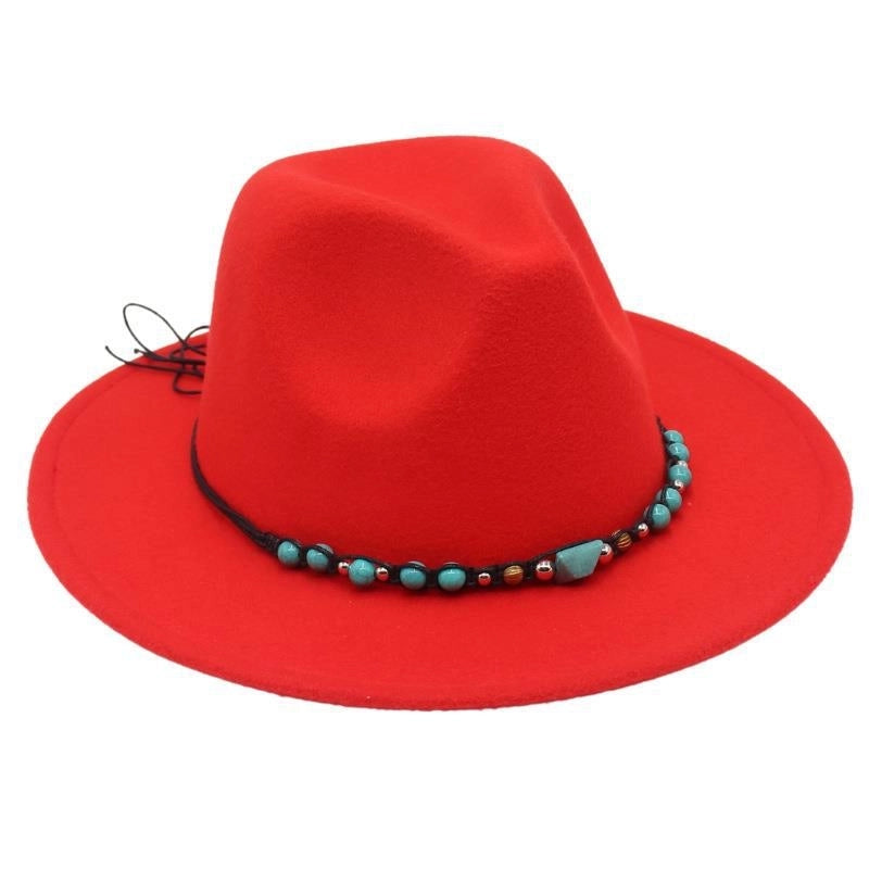 Western Cowboy Hat Big Brim Mountaineering Hat Spring And Summer New Emerald Felt Hat Ethnic Tibetan Hat