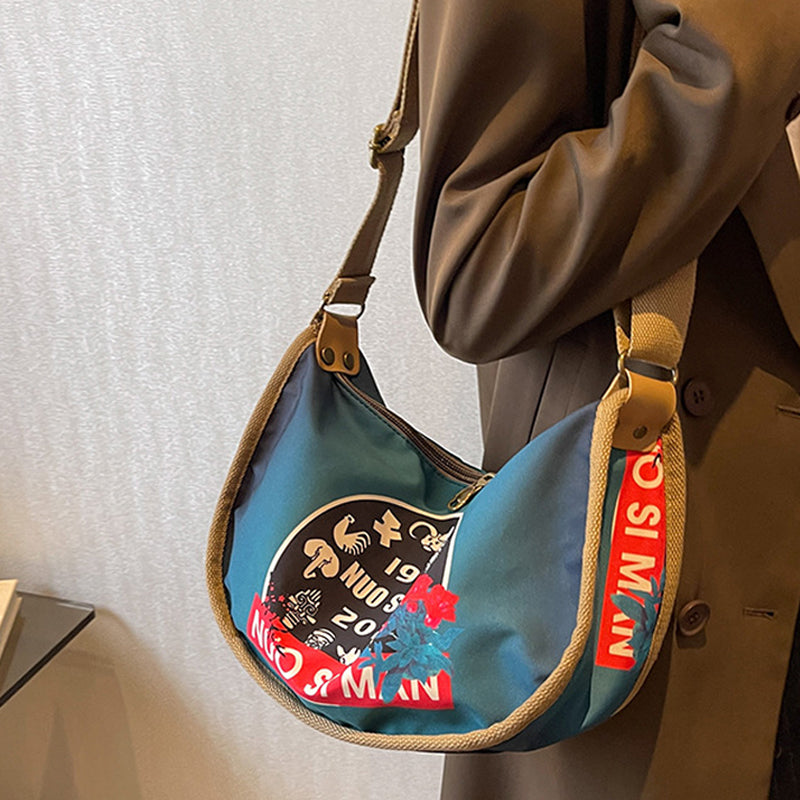 Ethnic Style Denim Dumpling Crossbody Bag