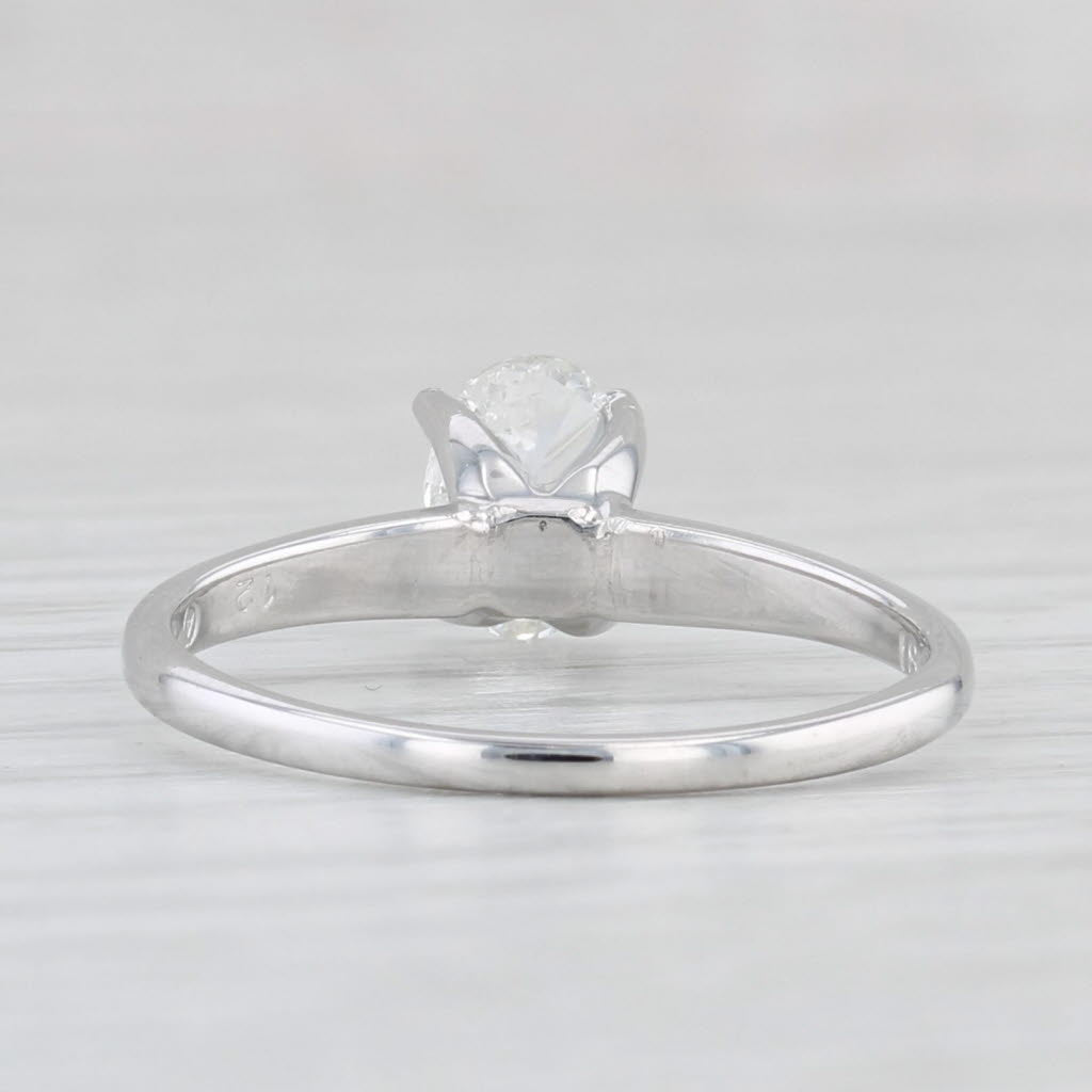 0.64ct Oval Diamond Solitaire Engagement Ring 18k White Gold Size 6.75