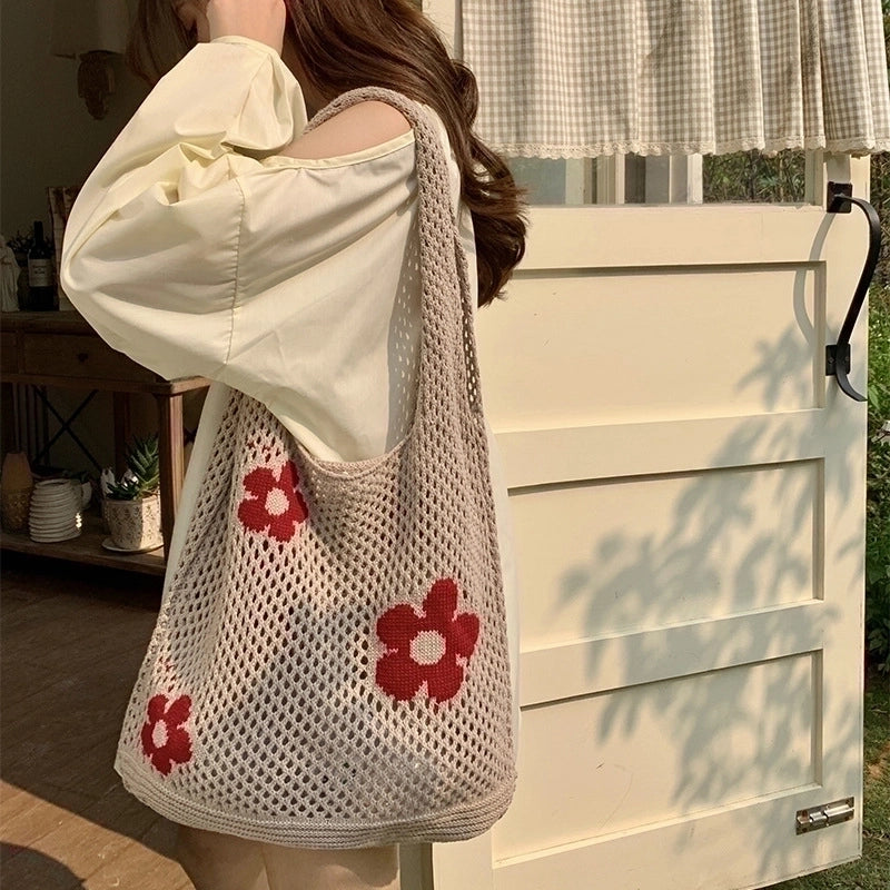 Women's Medium Polyester Flower Cute Square Open Handbag