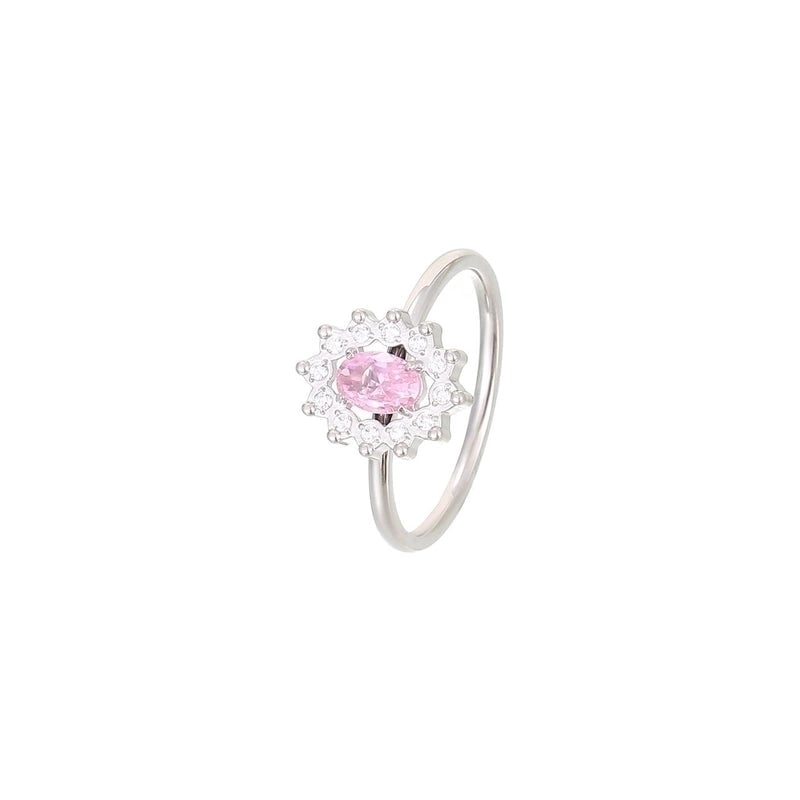 IG Style Shiny Flower 304 Stainless Steel Zircon White Gold Plated Gold Plated Plating Inlay Rings