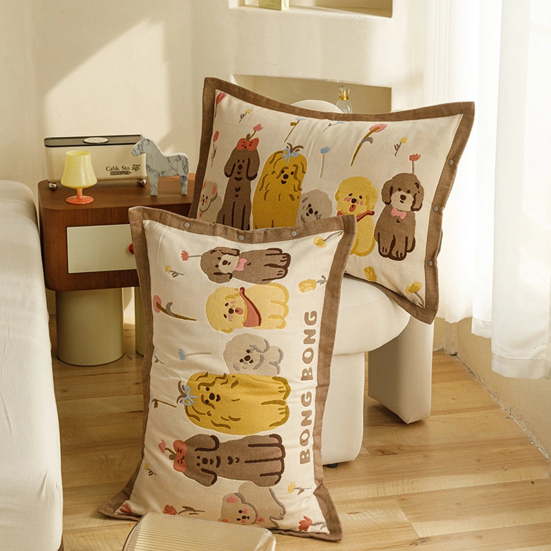 Cute Animal Letter Lattice Cotton Pillow Cases Couch & Sofa Decor