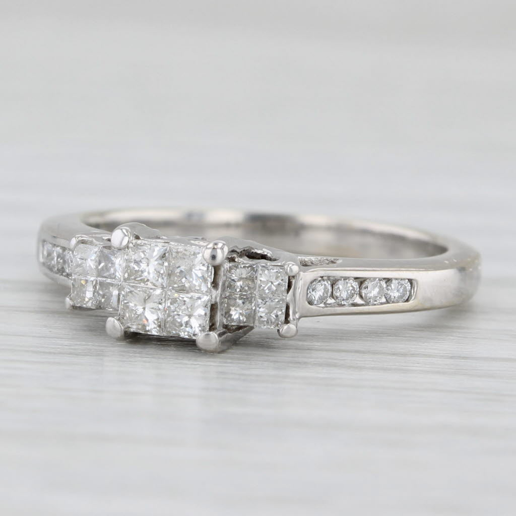 0.42ctw Princess Diamond Engagement Ring 14k White Gold Size 7
