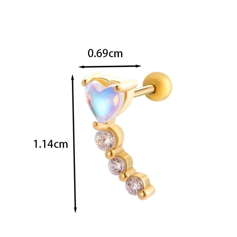 1 Piece Ear Cartilage Rings & Studs IG Style French Style  Water Droplets Flower Copper Inlay Zircon