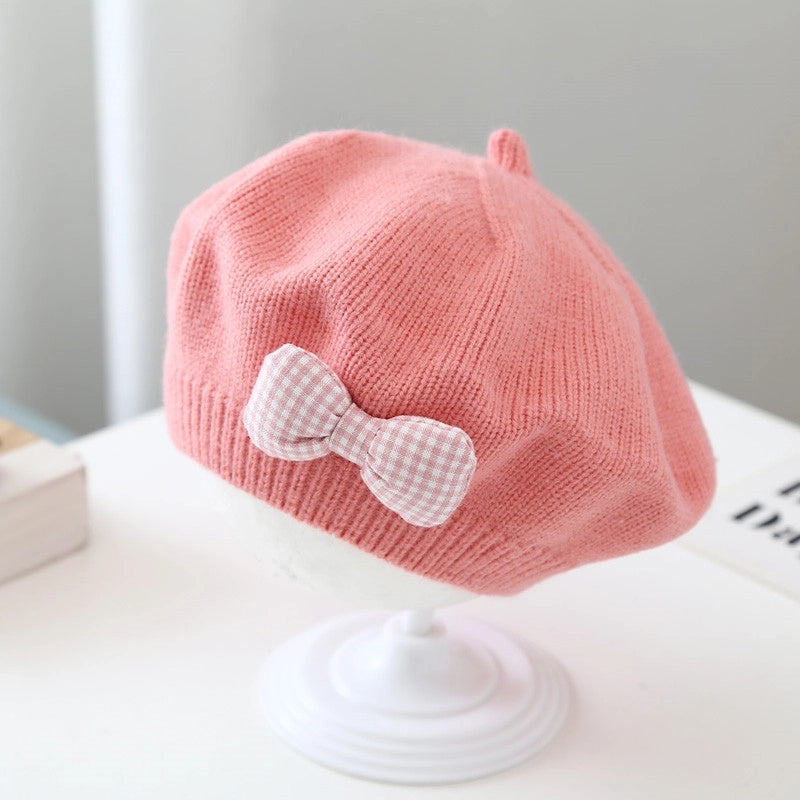 Children's Beret Baby Girl's Hat Autumn And Winter Korean Style Western Style Baby Girl's Knitted Wool Painter's Hat Trendy