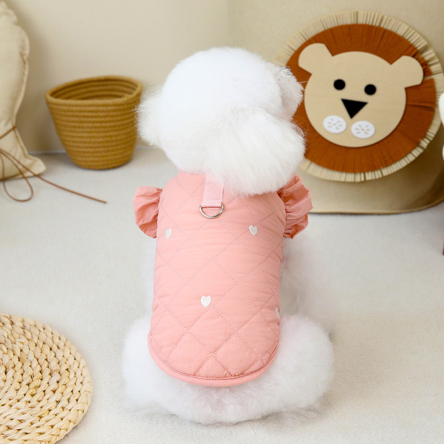 Warm Heart Printed Ruffled Sleeves Harness Jacket