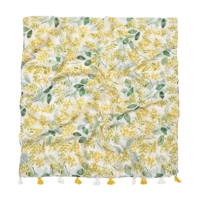 Women's Sweet Flower Cotton And Linen Tassel Silk Scarves
