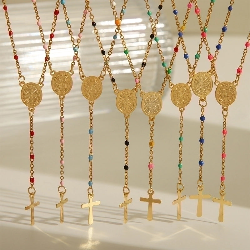 3 Pieces Elegant Ethnic Style Portrait Stainless Steel 203L 18K Gold Plated Enamel Necklace