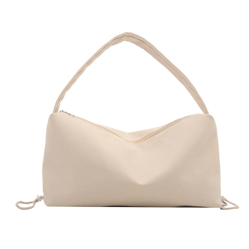 Women's Medium Canvas Solid Color Basic Dumpling Shape Zipper Shoulder Bag