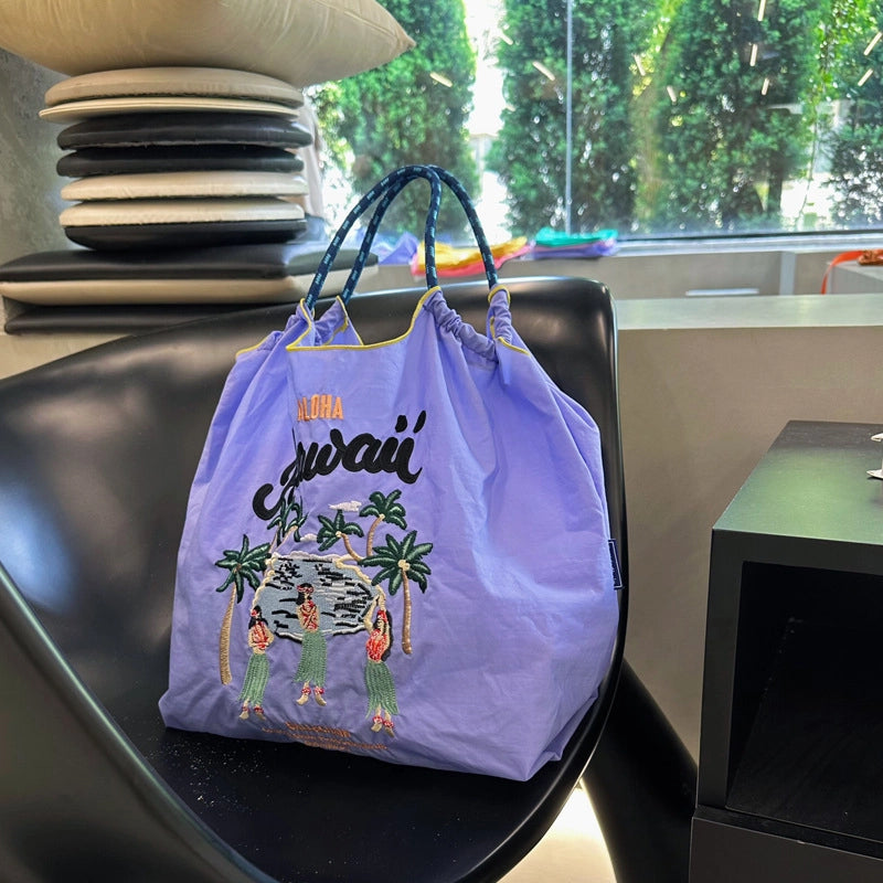 Women's Large Nylon Animal Donuts Basic Classic Style Square Open Shopping Bags