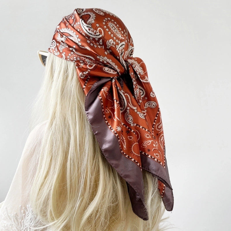 Women's Casual Vacation Printing Satin Printing And Dyeing Floral Silk Scarf Kerchief