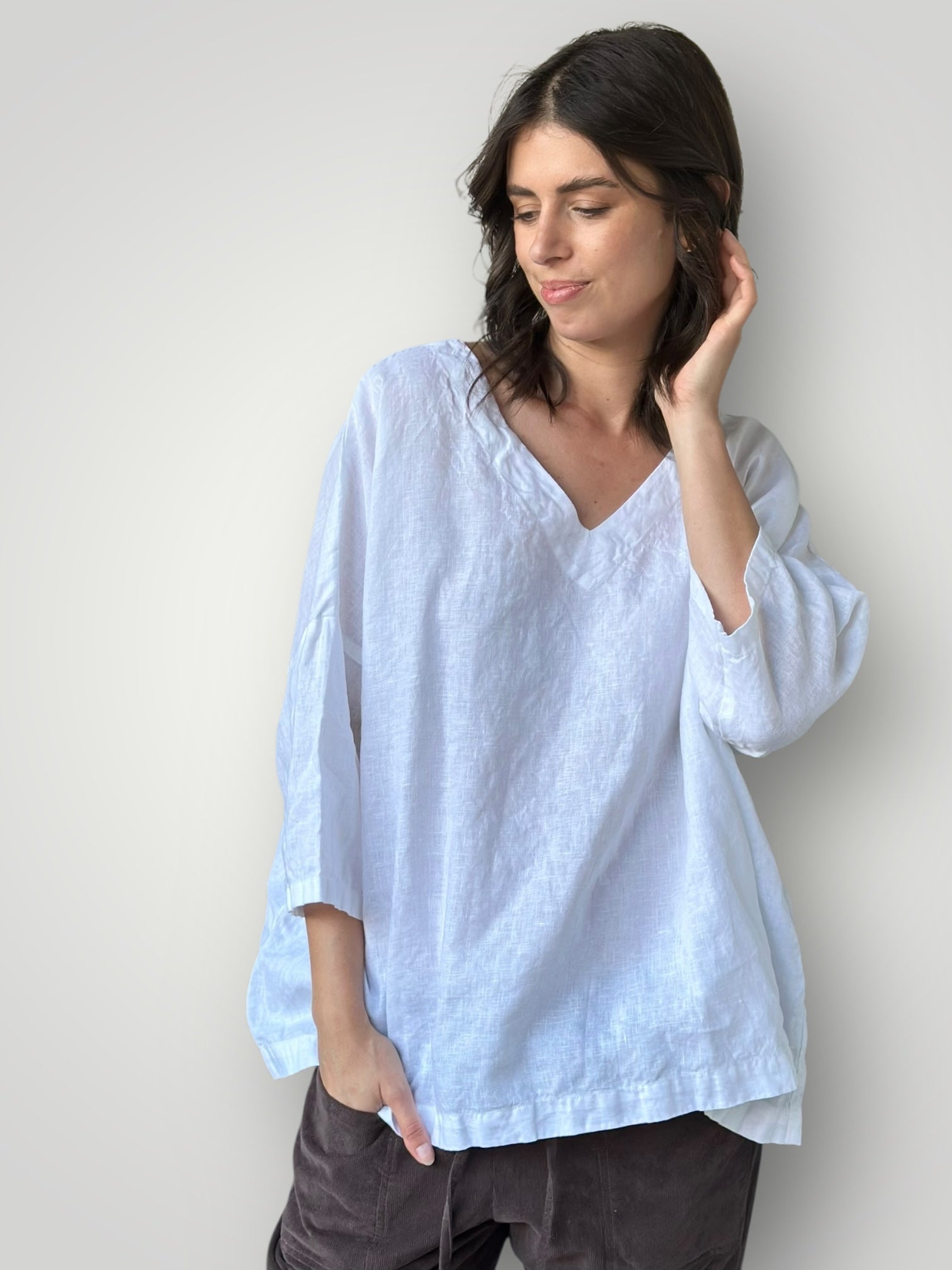 lydia top - white linen