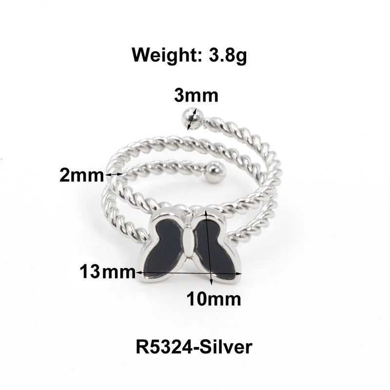 Vintage Style Classic Style Geometric Heart Shape Butterfly Titanium Steel Plating Rings