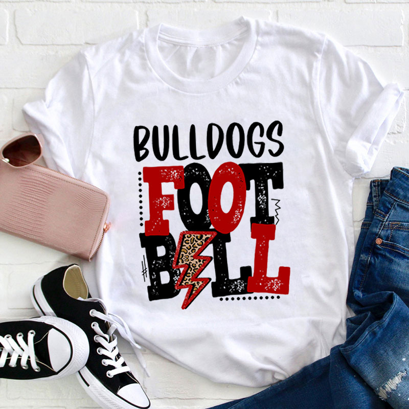 Personalized Mascot Football Lightning Bolt Design Teacher T-Shirt