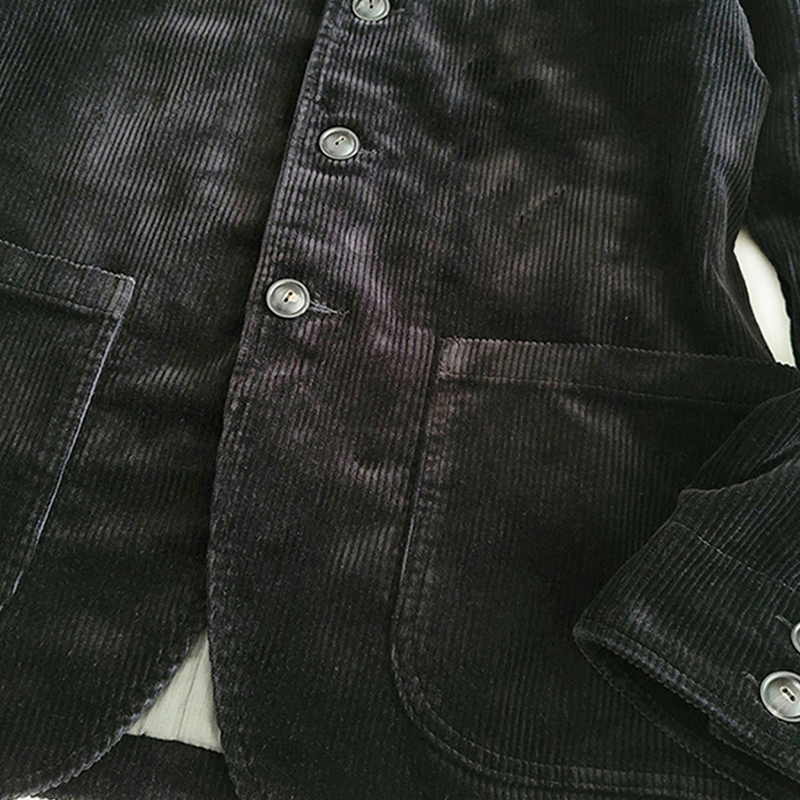 Vintage Black Cotton Corduroy Lounge Blazer