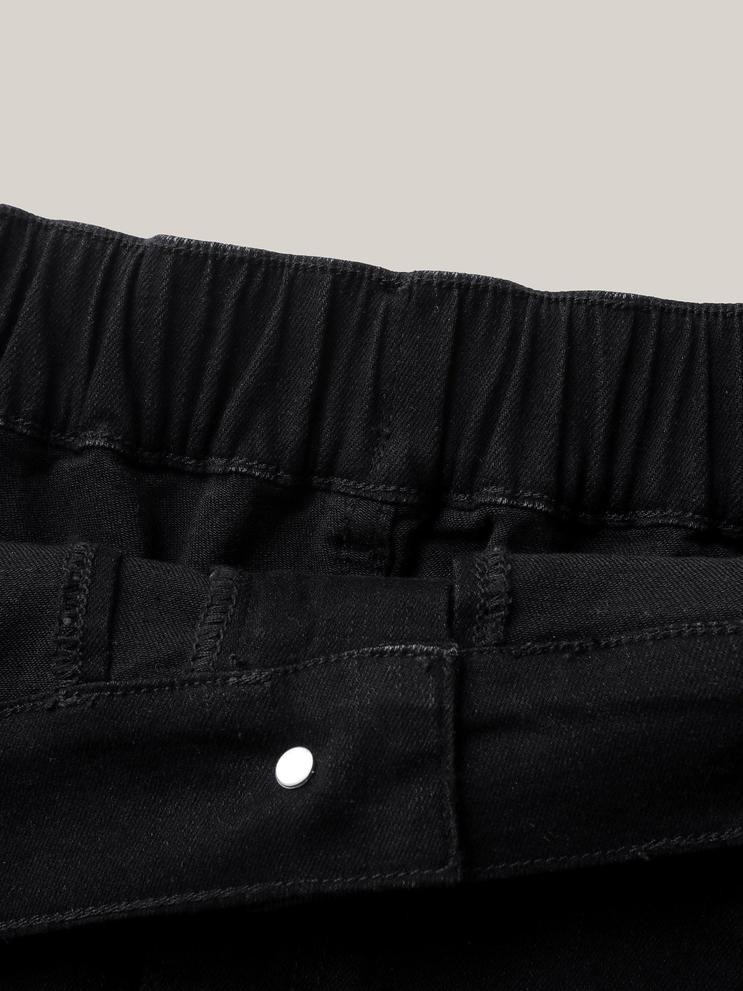 Plain Slit Fitted  Denim Skorts