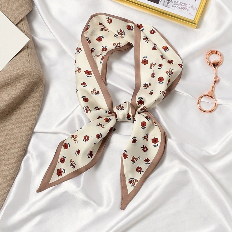 Women's Elegant Flower Satin Silk Scarf