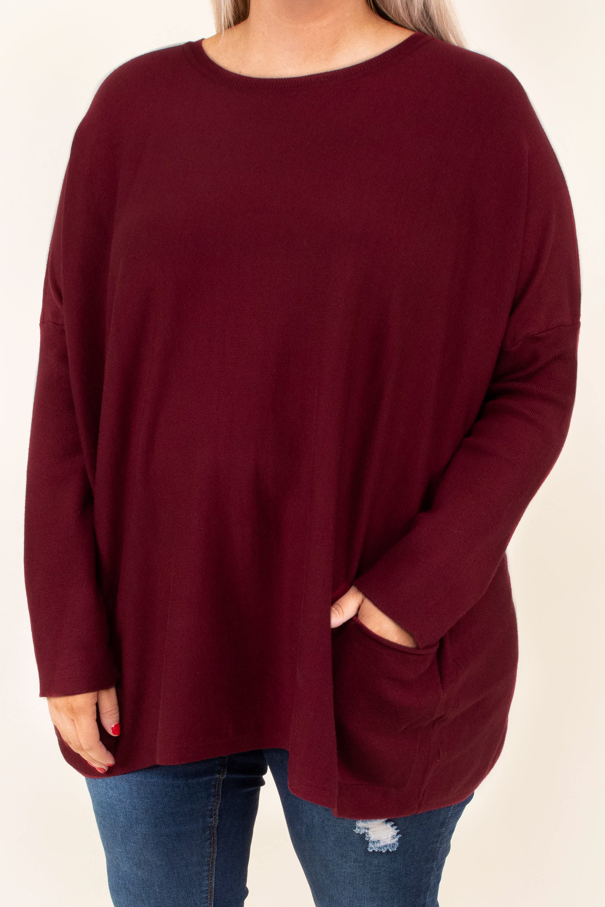 Snow Whispers Tunic. Burgundy