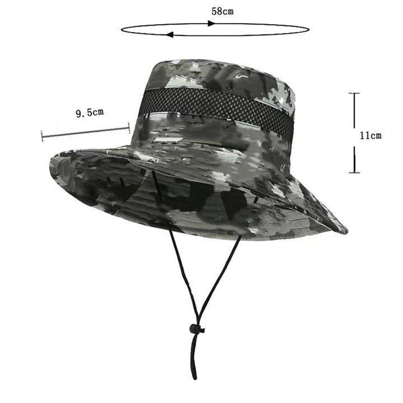 Men's Retro Minimalist Camouflage Wide Eaves Sun Hat