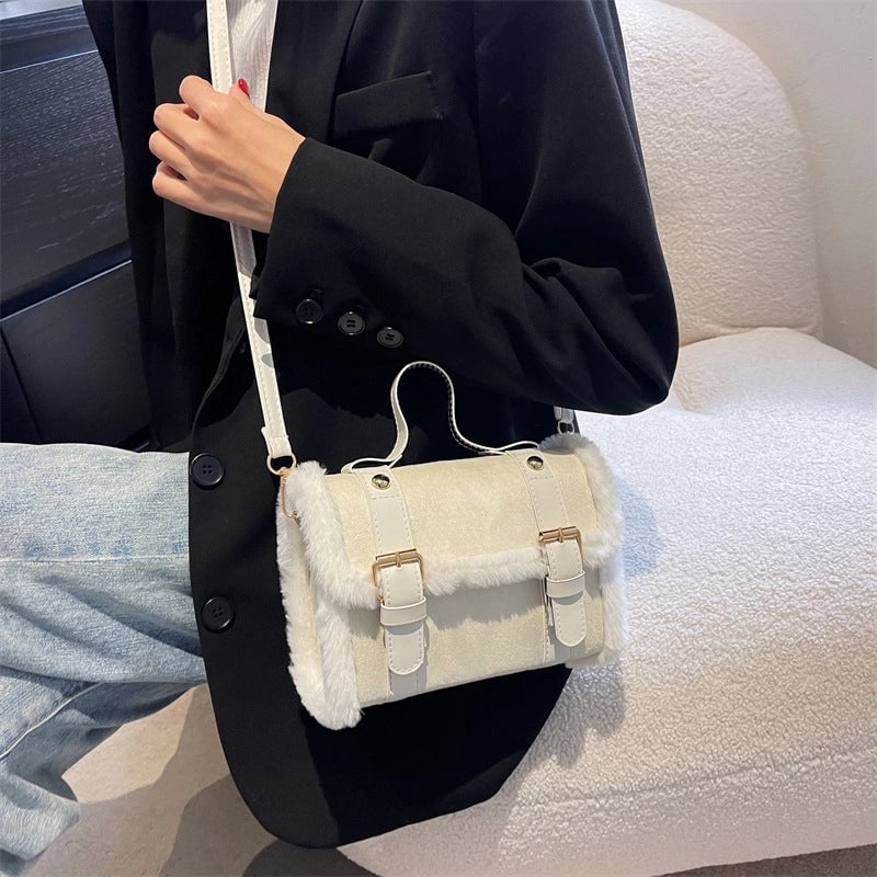 Bag Women's Summer New  Fashion Retro Plush Cylinder Handbag Women's Shoulder Crossbody Bag