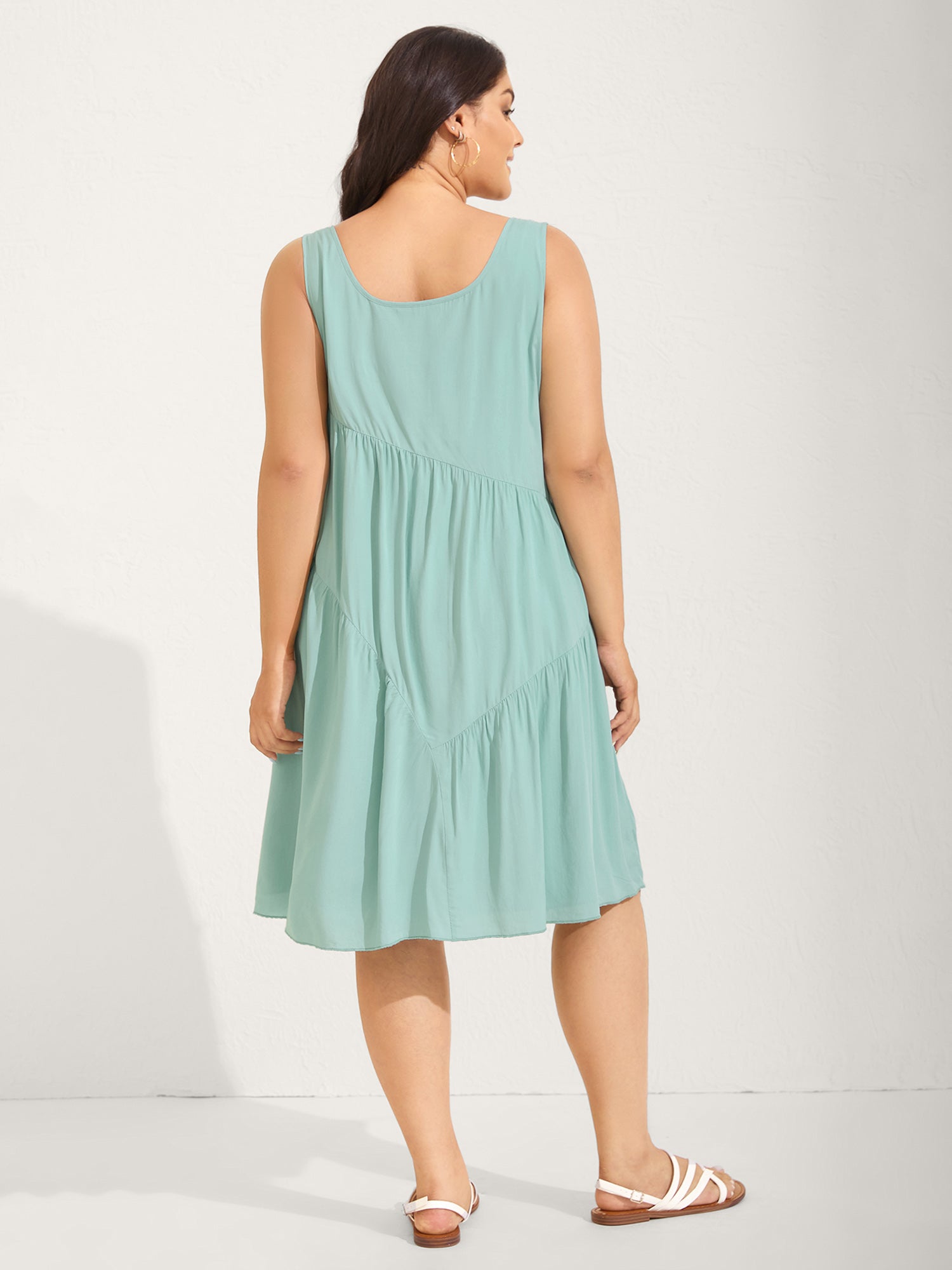 Braided Embroidery Asymmetrical Cami Midi Dress