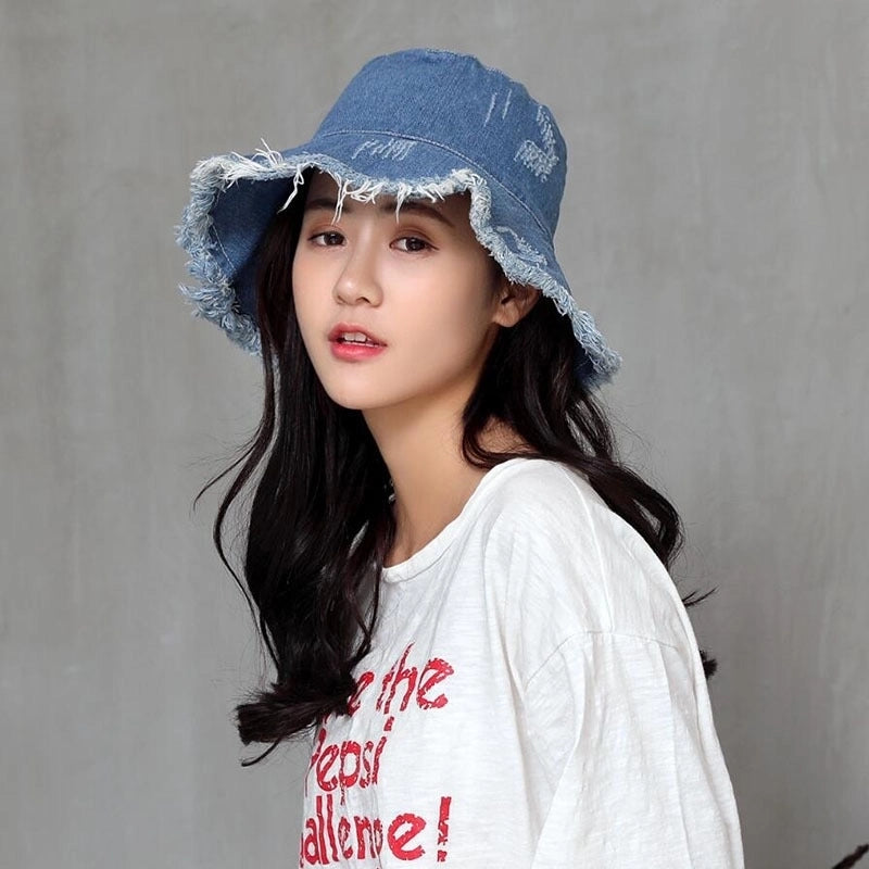 Women's Minimalist Commute Solid Color Patchwork Crimping Bucket Hat