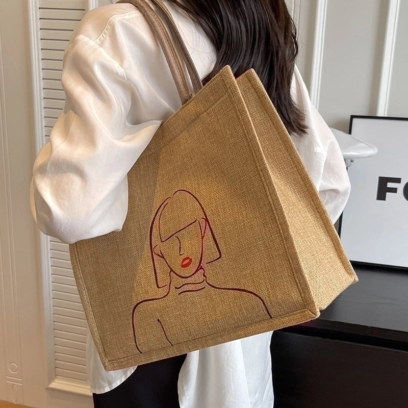 Unisex All Seasons Linen Letter Streetwear Square Hook Loop Handbag