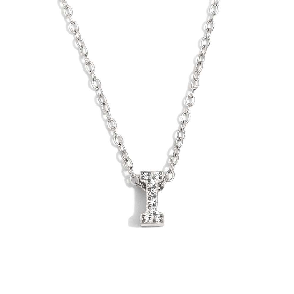Fashionable And Simple 26 English Letter Pendant Stainless Steel Plated 18K Gold Diamond Small Letter Necklace For Women