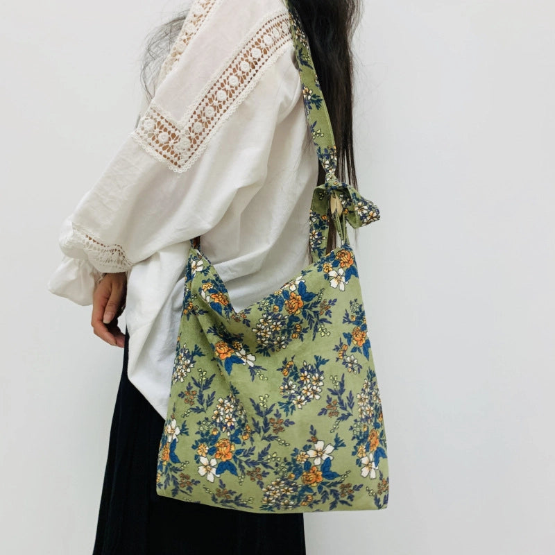 Women's Corduroy Printing Elegant Square Zipper Square Bag