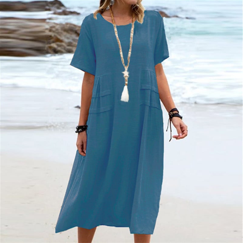 Women's cotton and linen summer dress