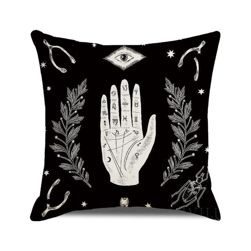 Halloween Retro Punk Palm Skull Cotton Pillow Cases Couch & Sofa Decor
