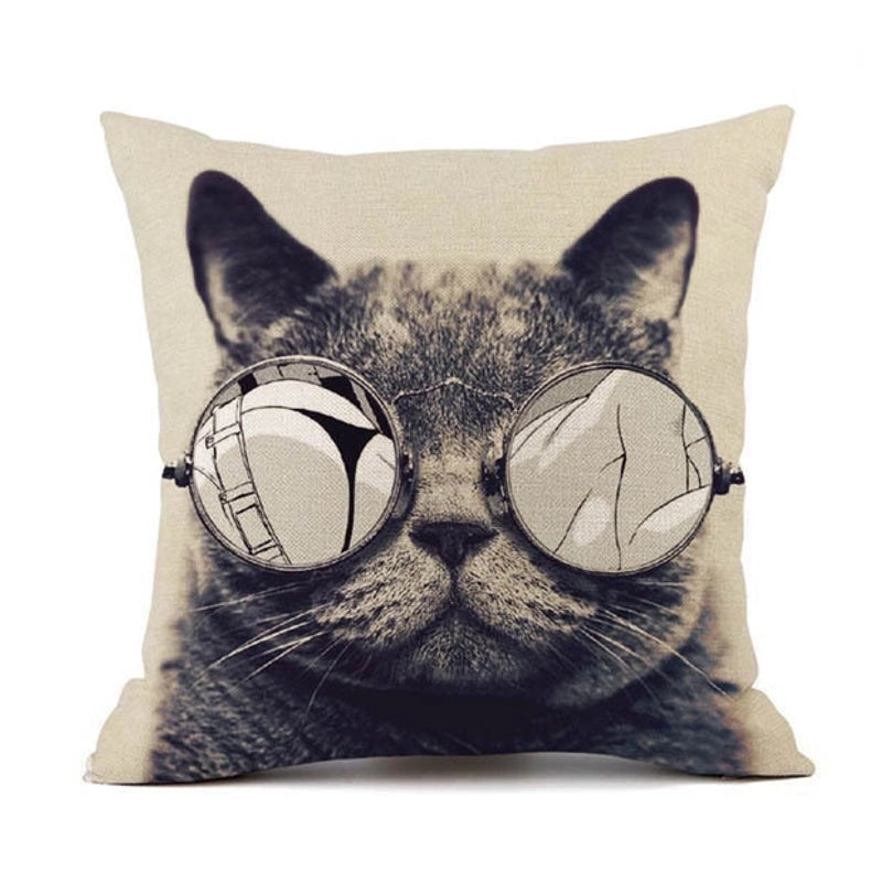 2 Pieces Cute Animal Cat Blended Pillow Cases