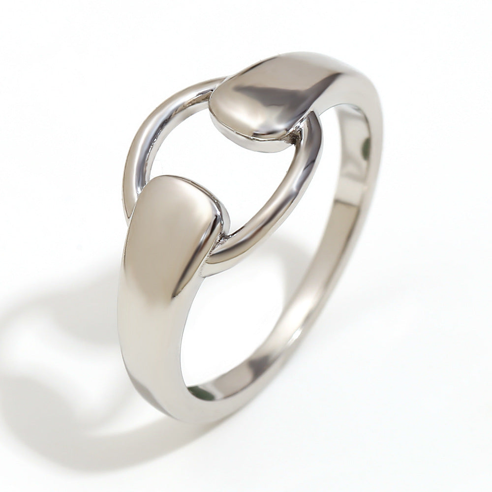 Fashionable Niche Personality Hand Jewelry Stainless Steel Plated 18K Gold Stretch Sports Shape Ring