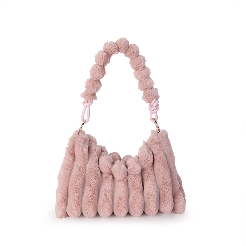 Plush Hand-Carrying Bag Large Capacity Trendy Furry Underarm Women's Bag Textured Tote Bag