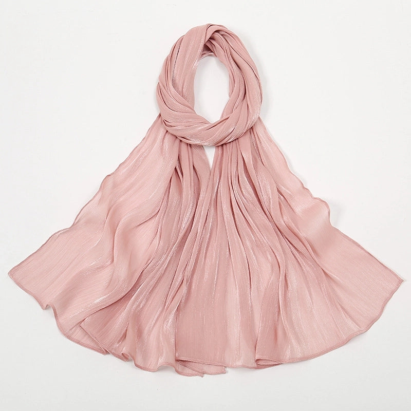 Women's Minimalist Solid Color Island Wrinkle Scarf Kerchief