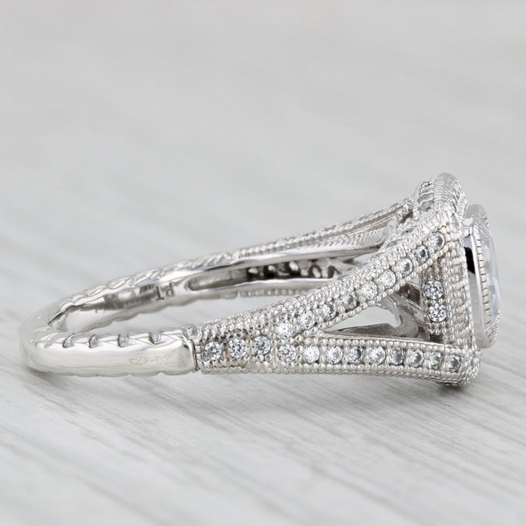 1.46ctw Cubic Zirconia Halo Engagement Style Ring Sterling Silver Size 7.25