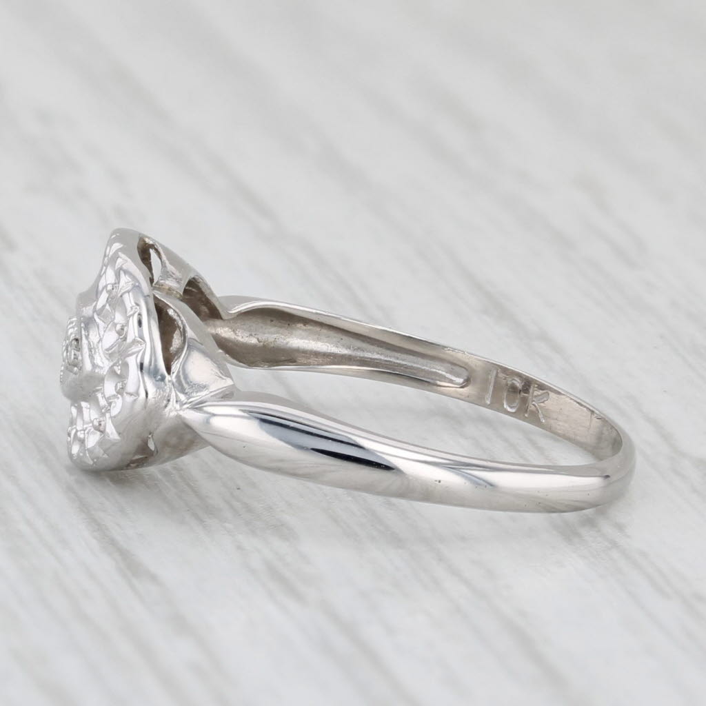 Vintage Diamond Princess Ring 10k White Gold Size 6