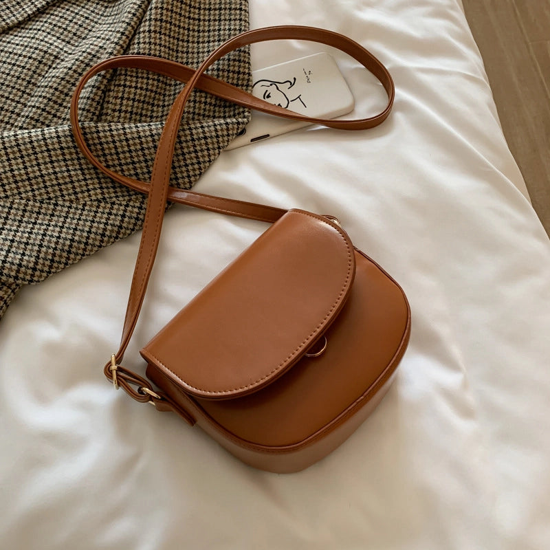 Women's Pu Leather Solid Color Basic Classic Style Square Flip Cover Crossbody Bag