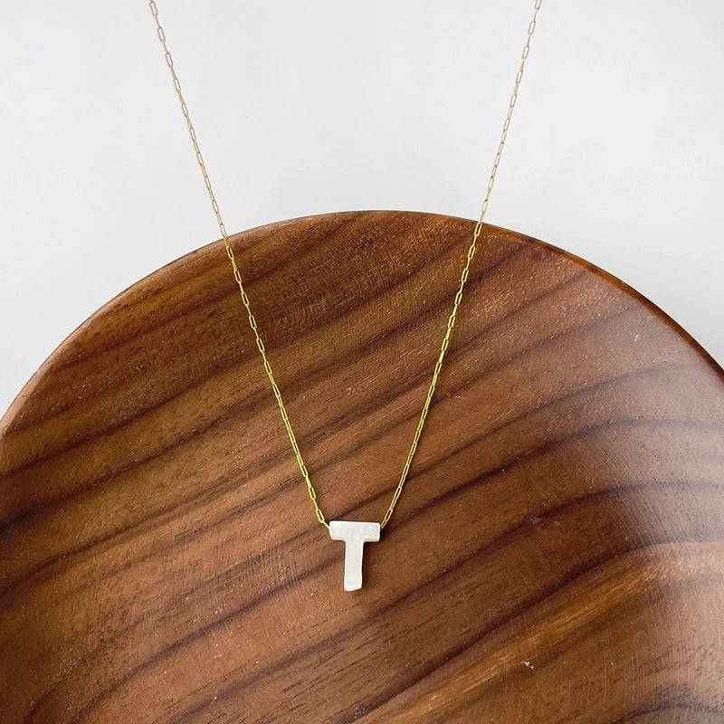 316L Stainless Steel  18K Gold Plated Minimalist Irregular Letter Shell Pendant Necklace
